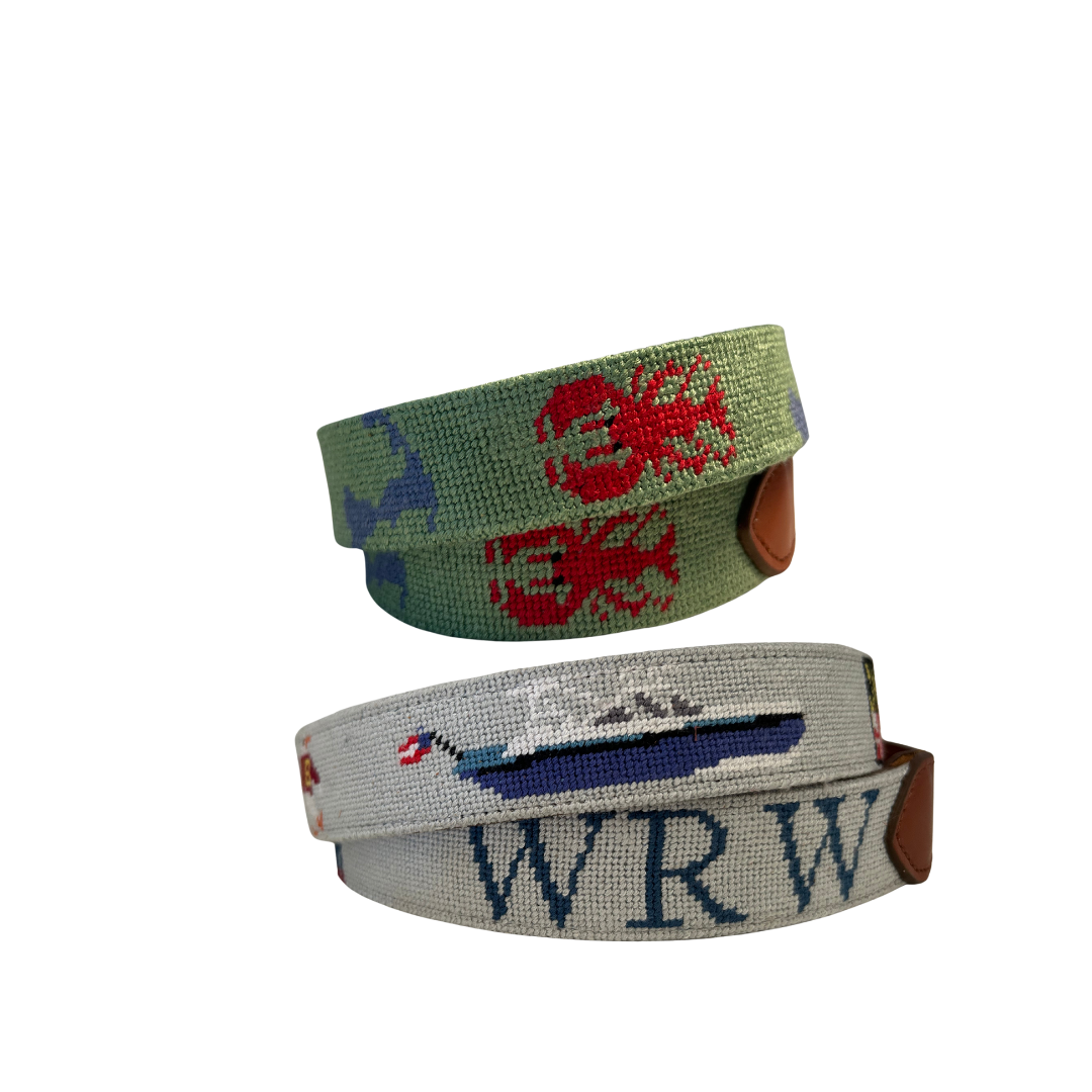 Needlepoint Lobster Custom Stitched Belt