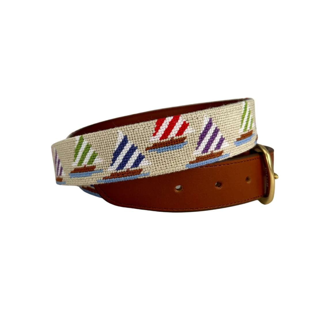 Sailboat Needlepoint Belt