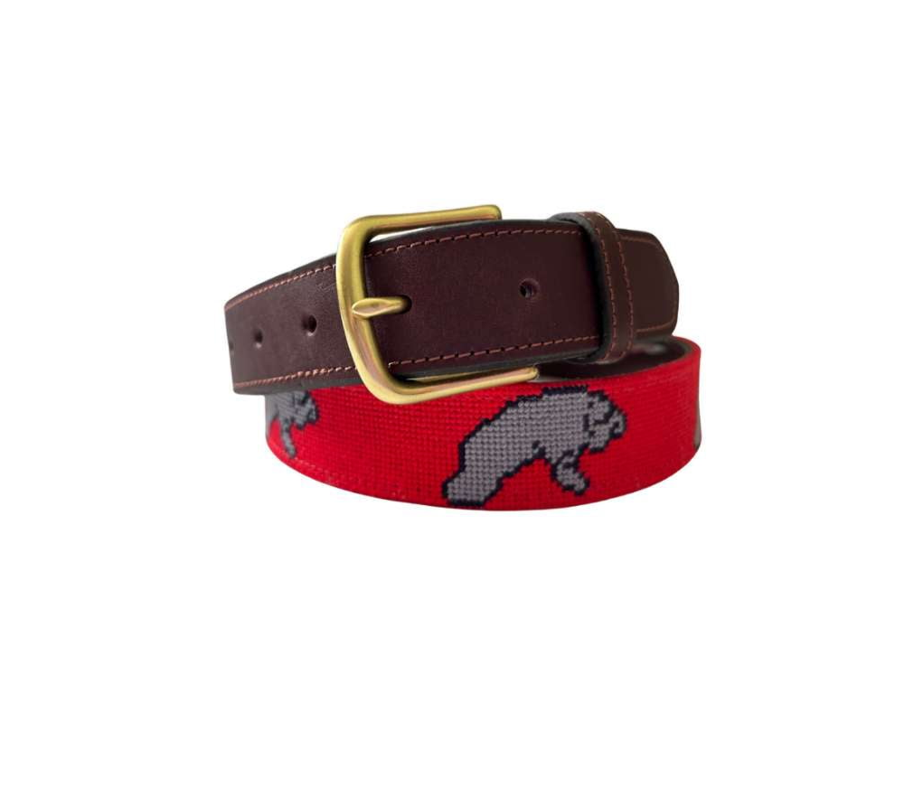 Manatee Needlepoint belt (Red)