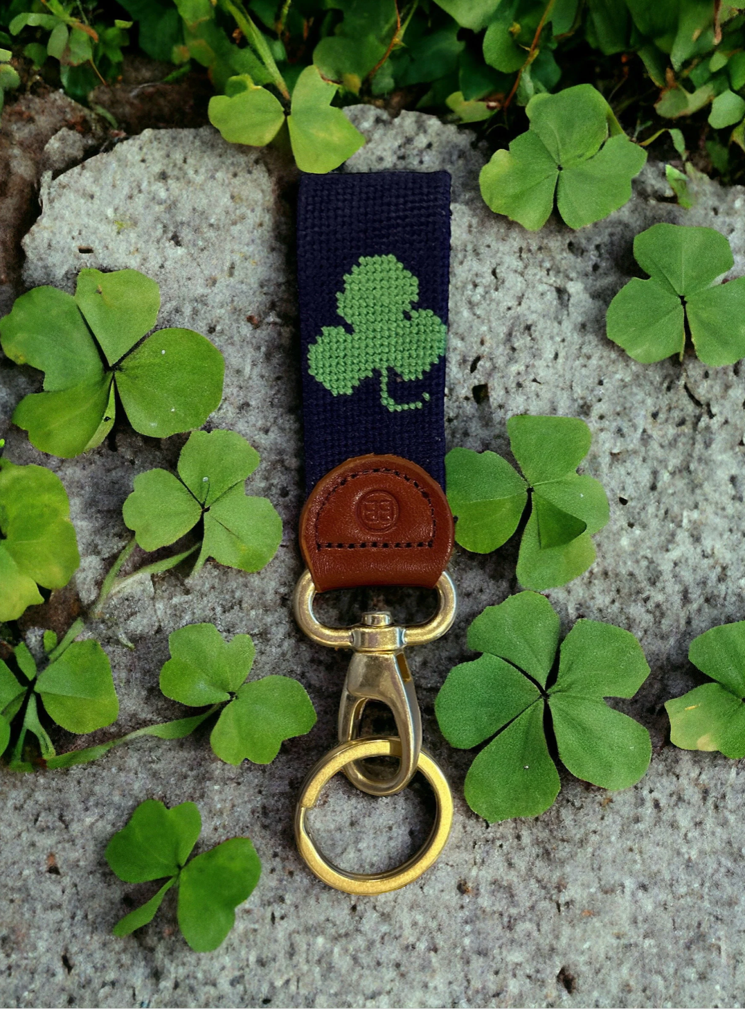 Needlepoint Key Fob , Clover Key Fob Hand Stitched (Copy)