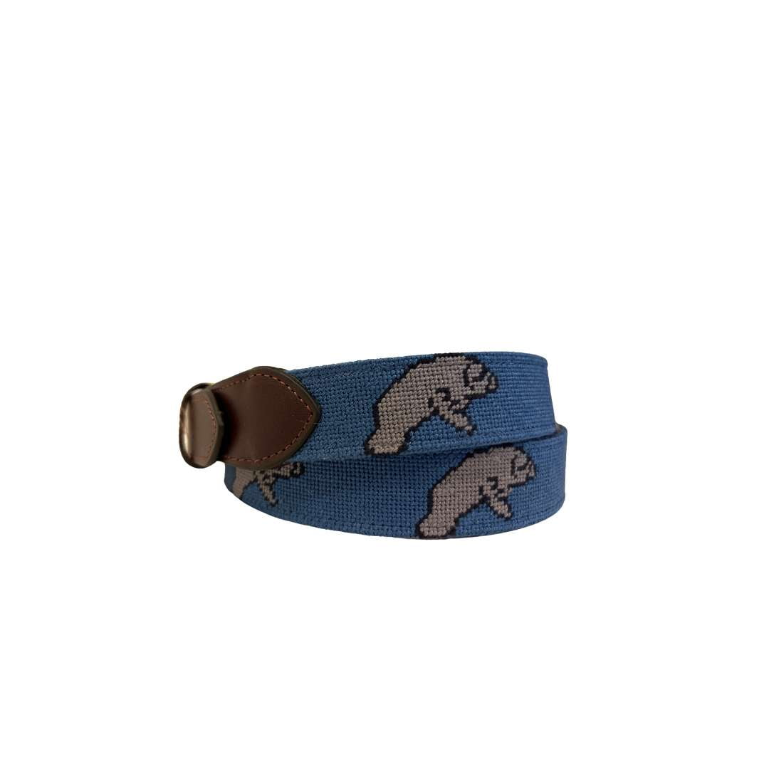 Manatee Needlepoint Belt - navy