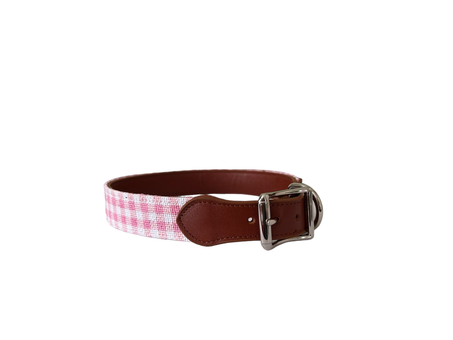 Needlepoint Dog Collar-Pink Gingham / Baldwin Belts