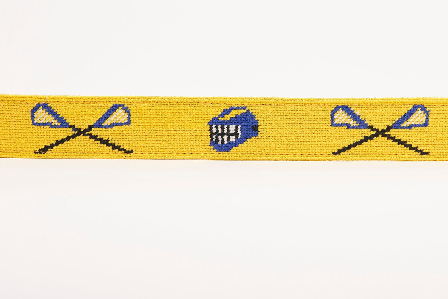 Needlepoint Belt-Lacrosse Yellow and Blue Needlepoint Design