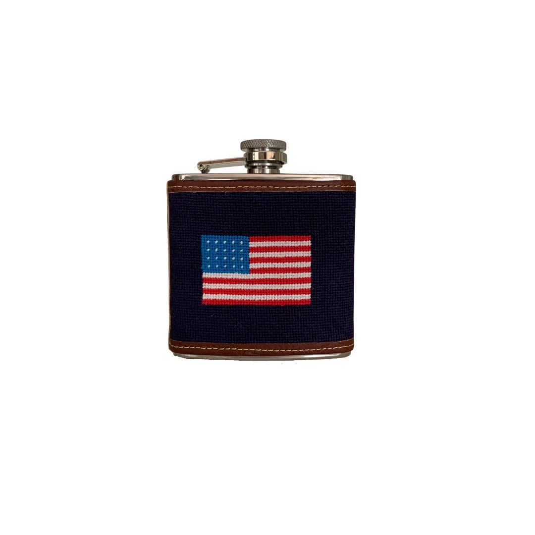 Flask- Needlepoint American Flag designed flask